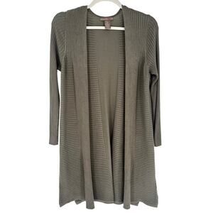 Alexandra + Oak Olive Green Ribbed Open Front Long Cardigan Sweater Size XXL